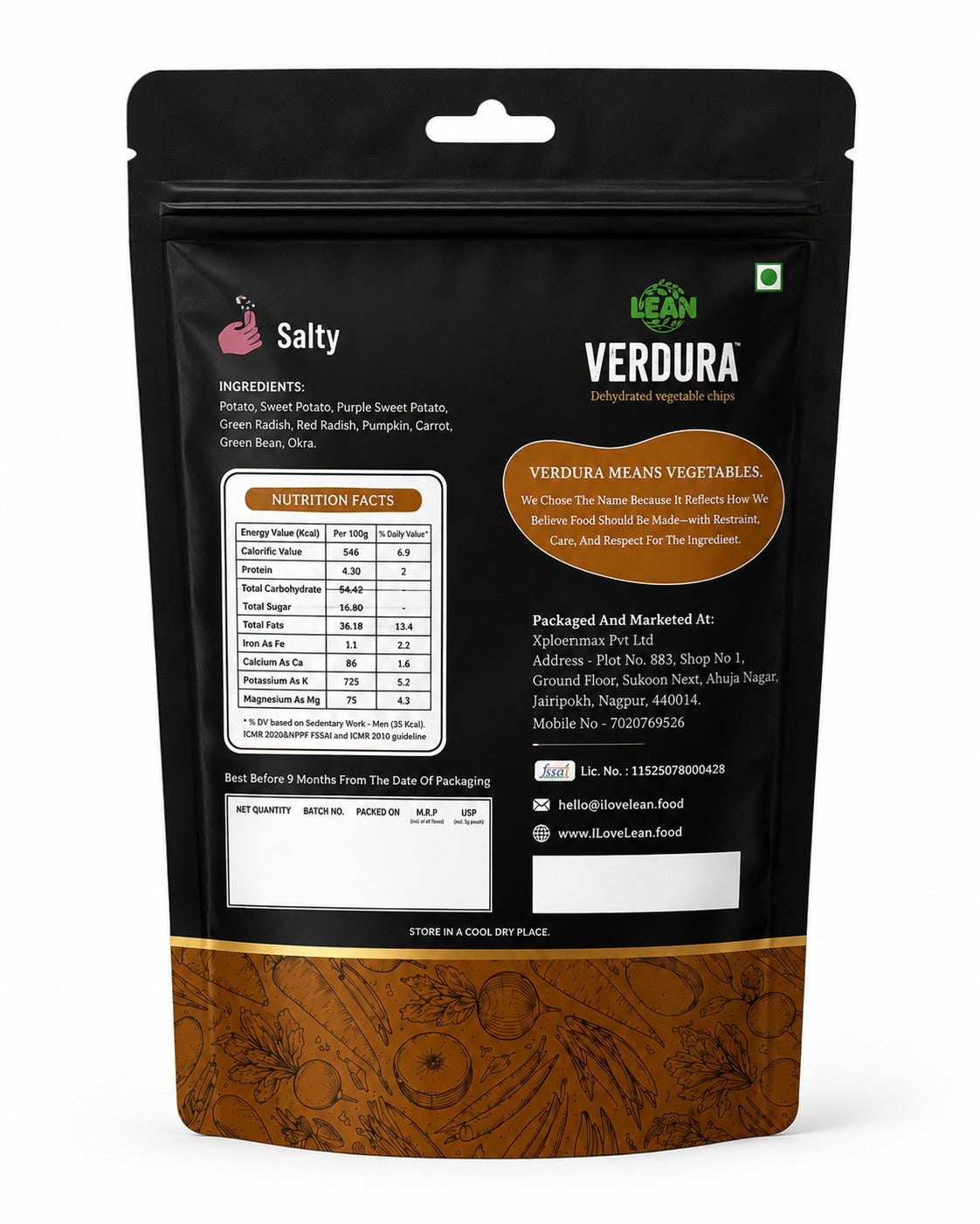 Verdura (Dehydrated Vegetable Chips – Himalayan salt Flavor)